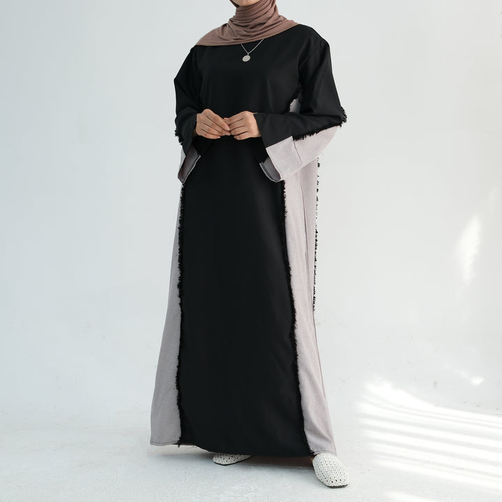 Get trendy with Blair Fringe Abaya Dress - Black - Dresses available at Voilee NY. Grab yours for $54.90 today!