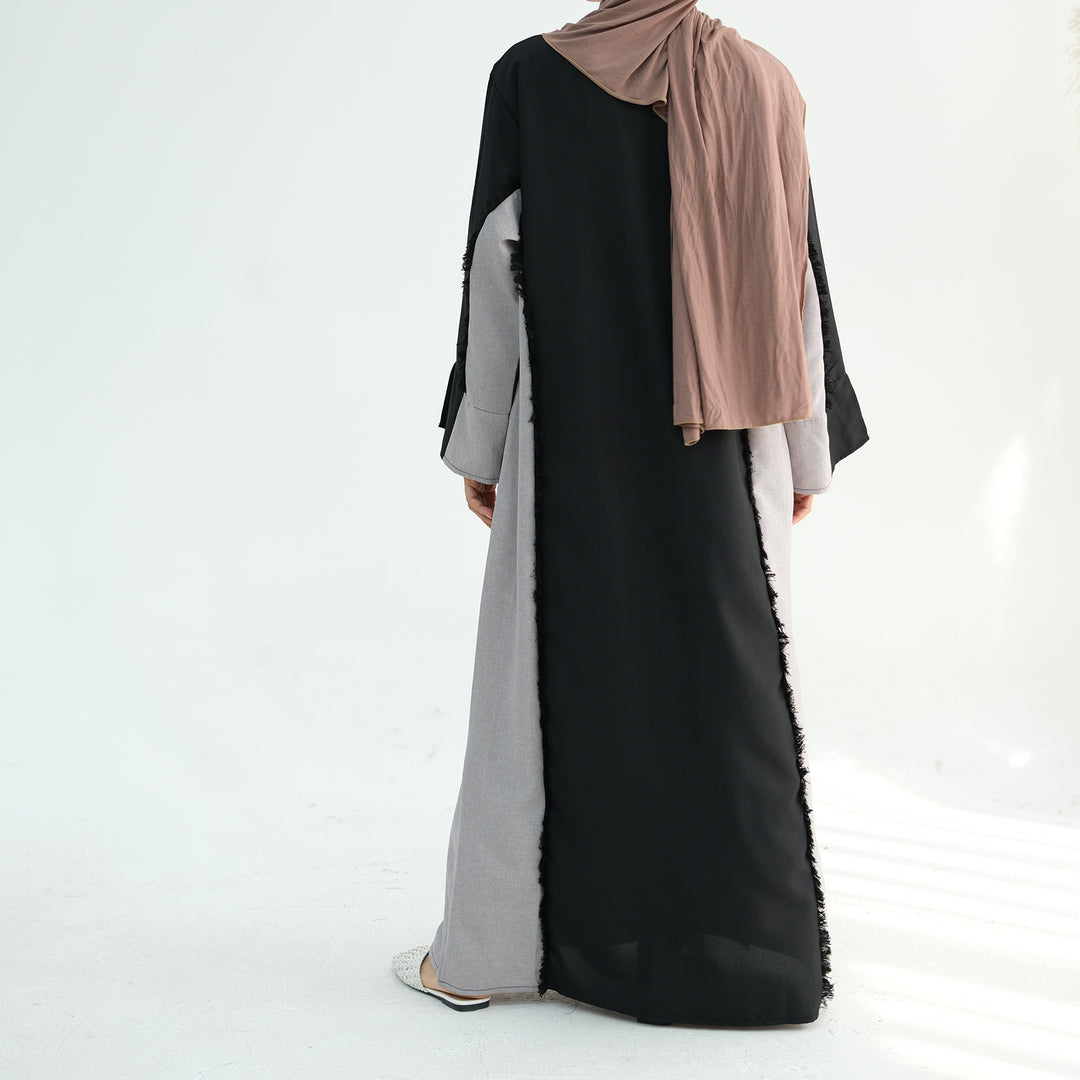 Get trendy with Blair Fringe Abaya Dress - Black - Dresses available at Voilee NY. Grab yours for $54.90 today!