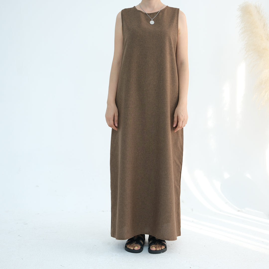 Get trendy with Shiya Textured Abaya Set - Brown -  available at Voilee NY. Grab yours for $79.90 today!