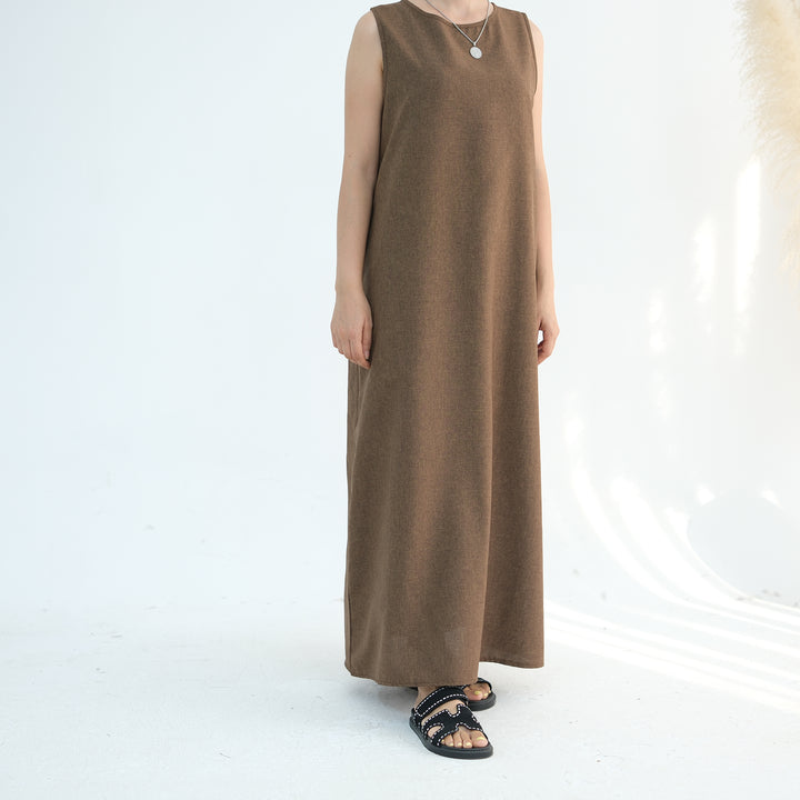 Get trendy with Shiya Textured Abaya Set - Brown -  available at Voilee NY. Grab yours for $79.90 today!