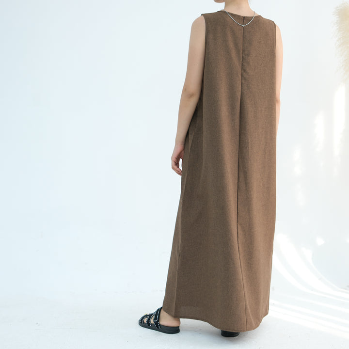 Get trendy with Shiya Textured Abaya Set - Brown -  available at Voilee NY. Grab yours for $79.90 today!