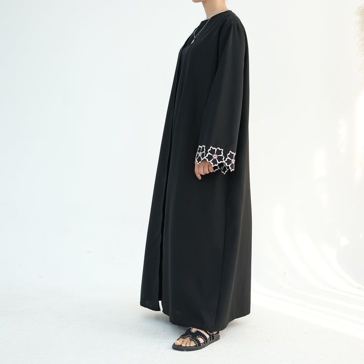 Get trendy with Shiya Textured Abaya Set - Black -  available at Voilee NY. Grab yours for $79.90 today!