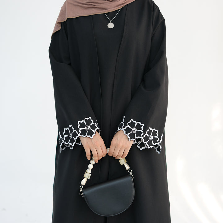 Get trendy with Shiya Textured Abaya Set - Black -  available at Voilee NY. Grab yours for $79.90 today!