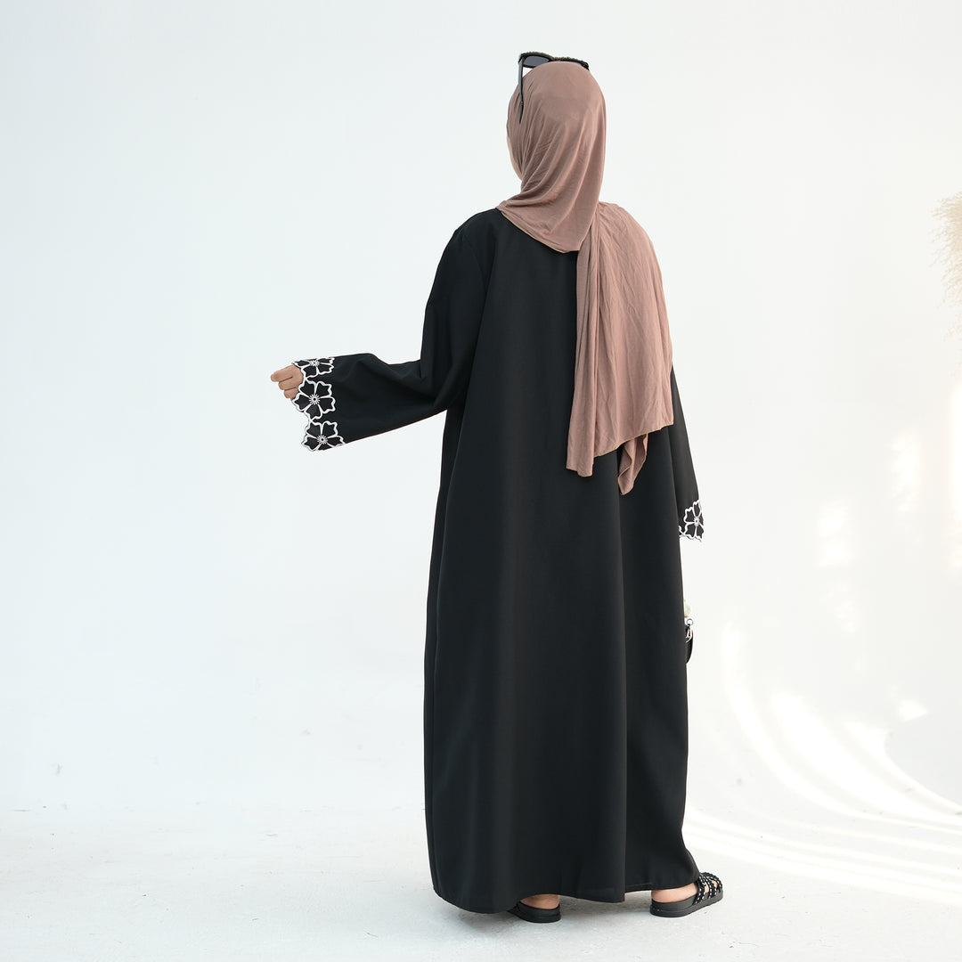 Get trendy with Shiya Textured Abaya Set - Black -  available at Voilee NY. Grab yours for $79.90 today!