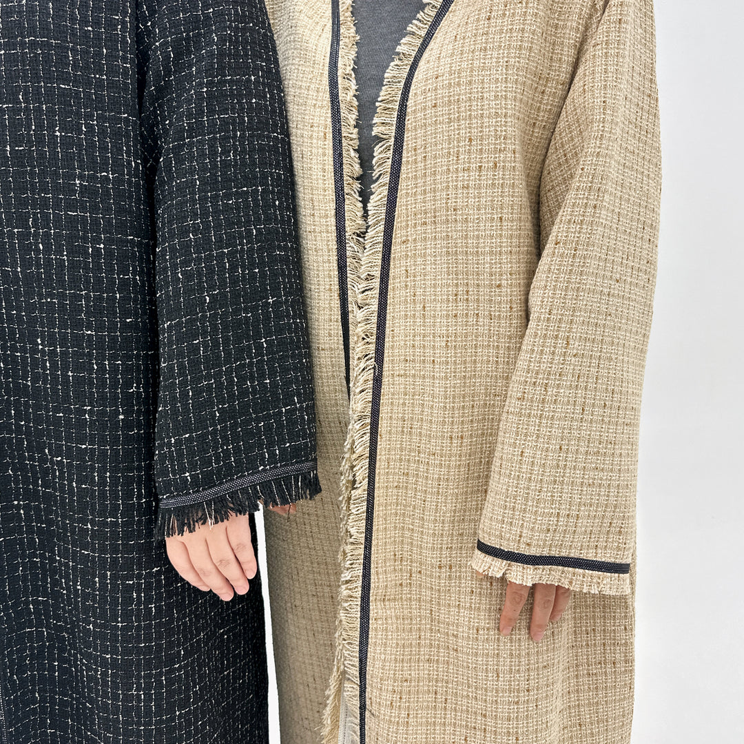 Get trendy with Clara Tweed Duster - Black - Cardigan available at Voilee NY. Grab yours for $79.90 today!