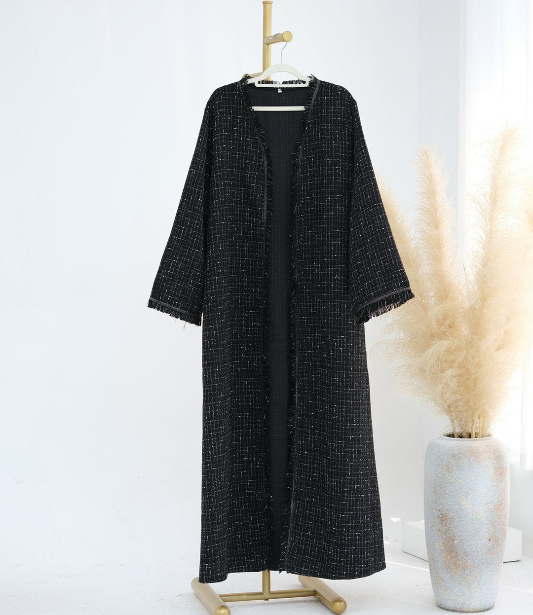 Get trendy with Clara Tweed Duster - Black - Cardigan available at Voilee NY. Grab yours for $79.90 today!