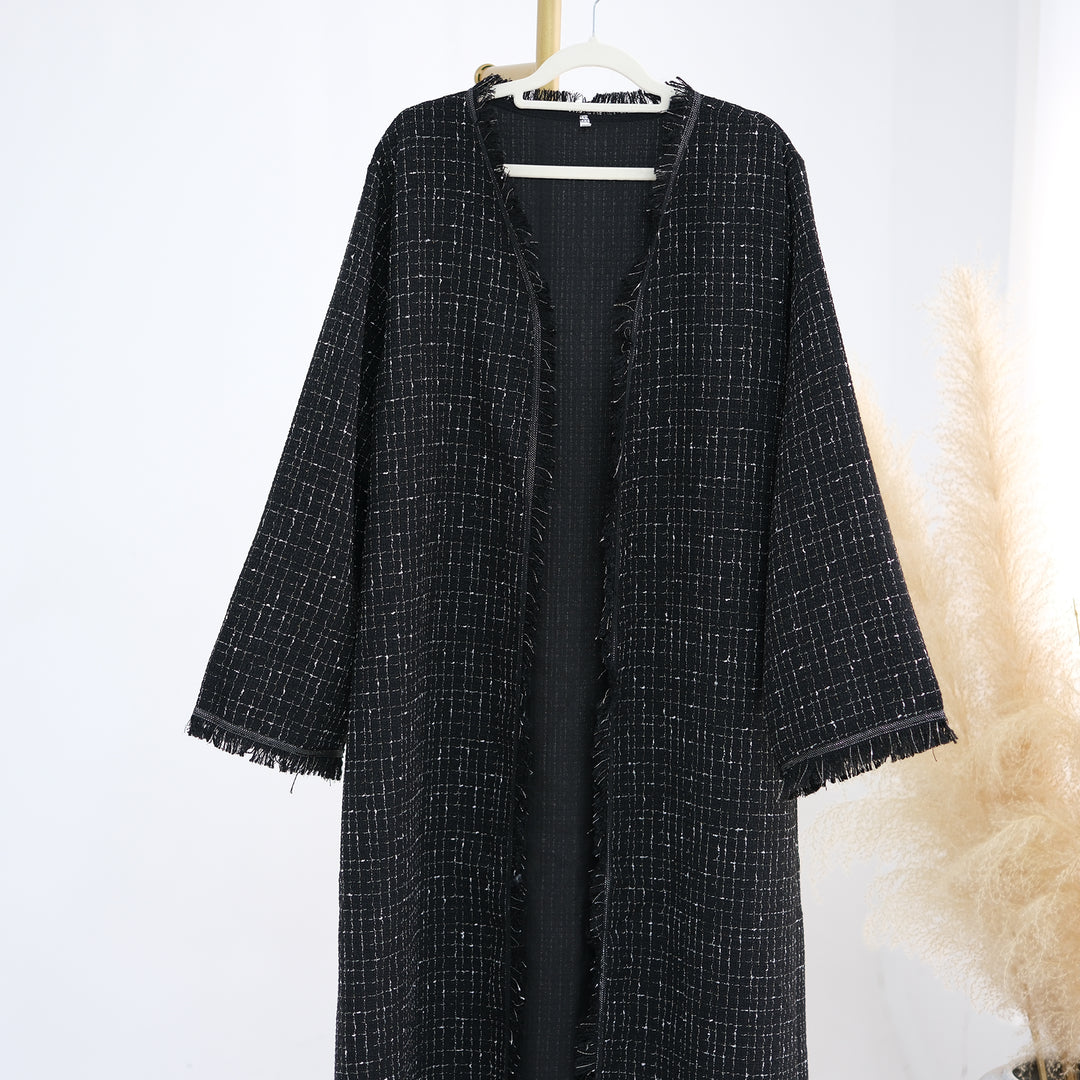 Get trendy with Clara Tweed Duster - Black - Cardigan available at Voilee NY. Grab yours for $79.90 today!