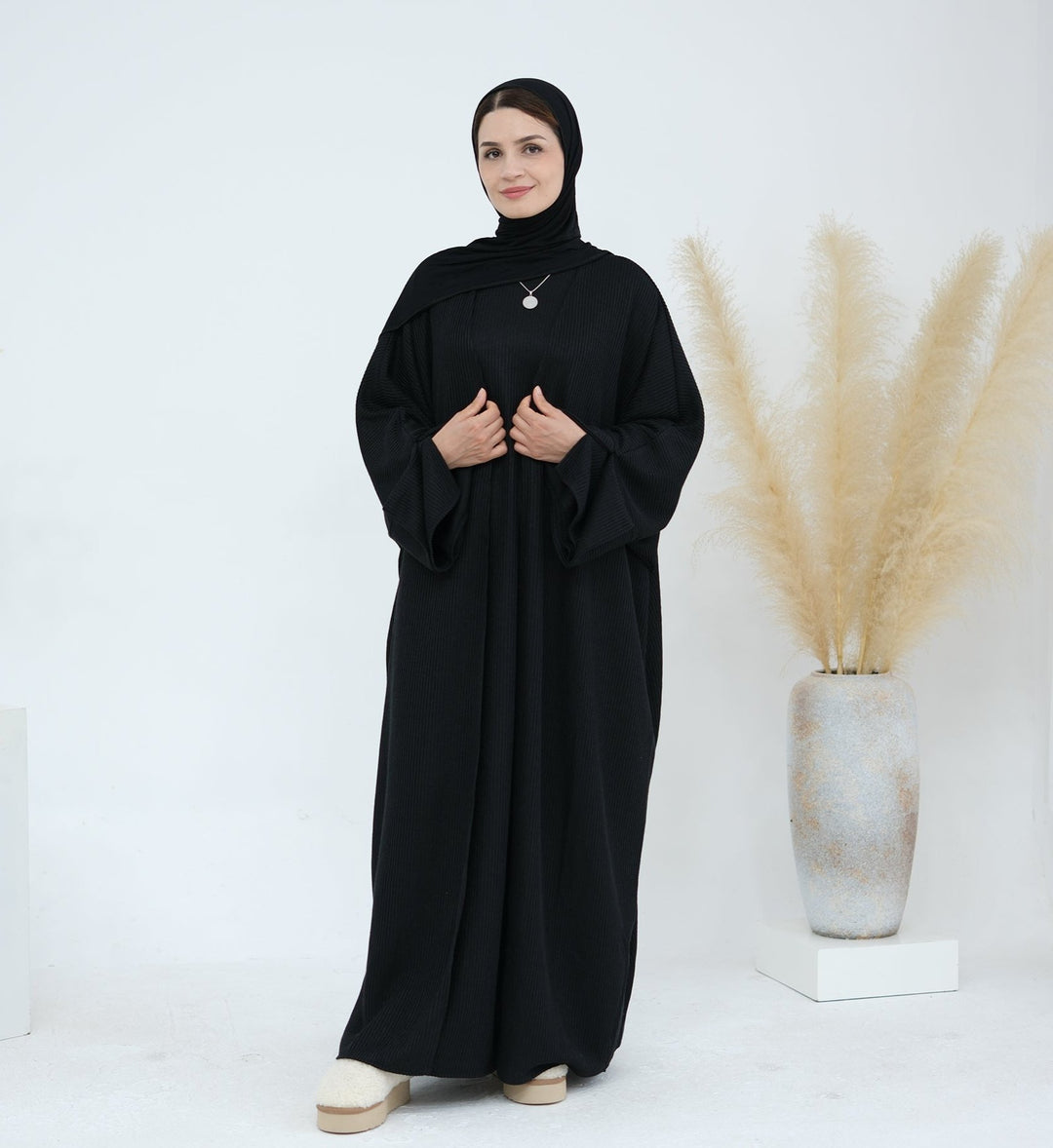 Get trendy with Seline Rib Knit Duster - Black - Cardigan available at Voilee NY. Grab yours for $56.90 today!