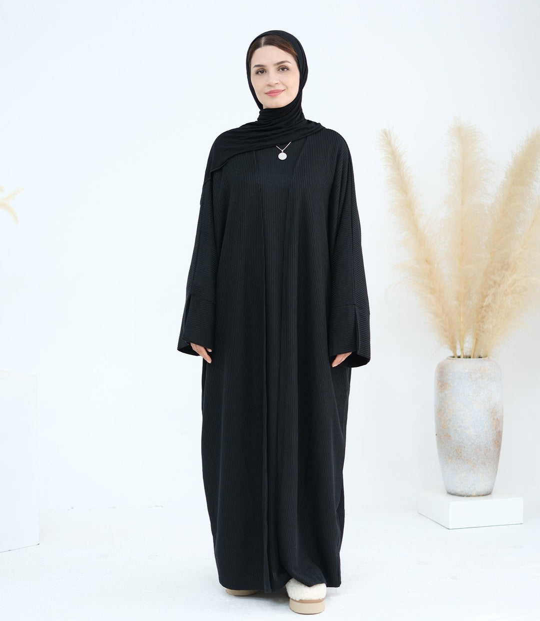 Get trendy with Seline Rib Knit Duster - Black - Cardigan available at Voilee NY. Grab yours for $56.90 today!