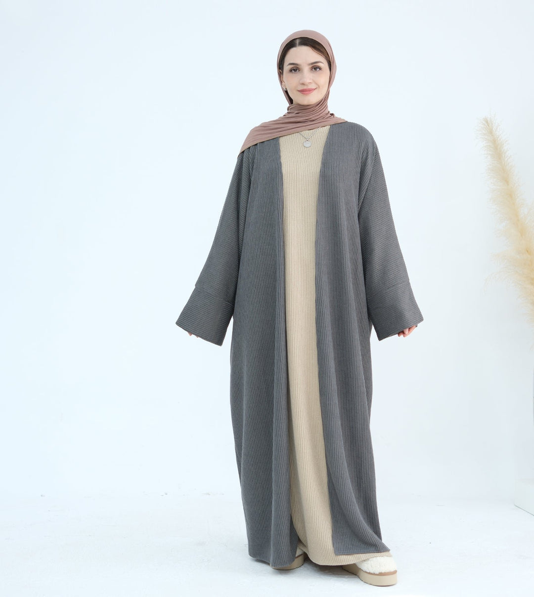 Get trendy with Seline Rib Knit Duster - Dark Gray - Cardigan available at Voilee NY. Grab yours for $56.90 today!