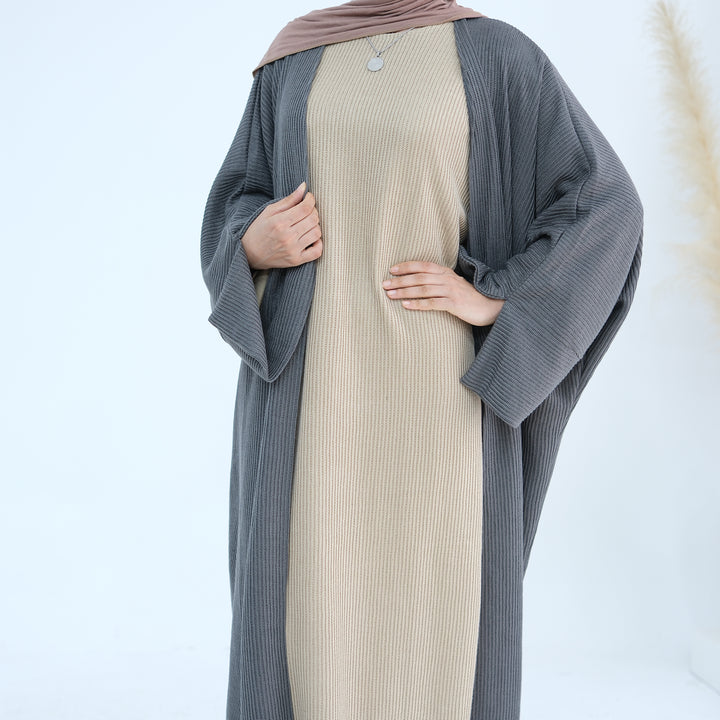 Get trendy with Seline Rib Knit Duster - Dark Gray - Cardigan available at Voilee NY. Grab yours for $56.90 today!