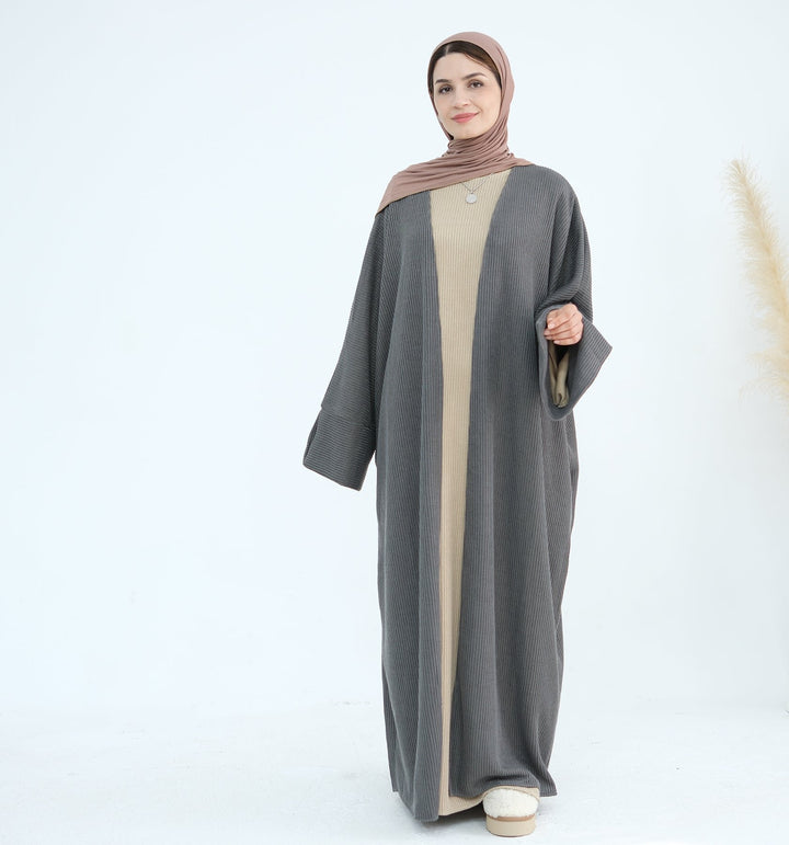 Get trendy with Seline Rib Knit Duster - Dark Gray - Cardigan available at Voilee NY. Grab yours for $56.90 today!