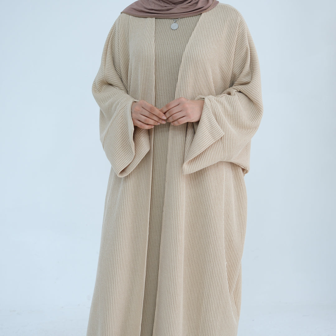 Get trendy with Seline Rib Knit Duster - Beige - Cardigan available at Voilee NY. Grab yours for $56.90 today!