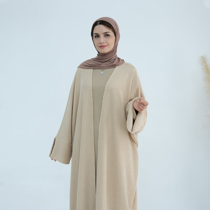 Get trendy with Seline Rib Knit Duster - Beige - Cardigan available at Voilee NY. Grab yours for $56.90 today!