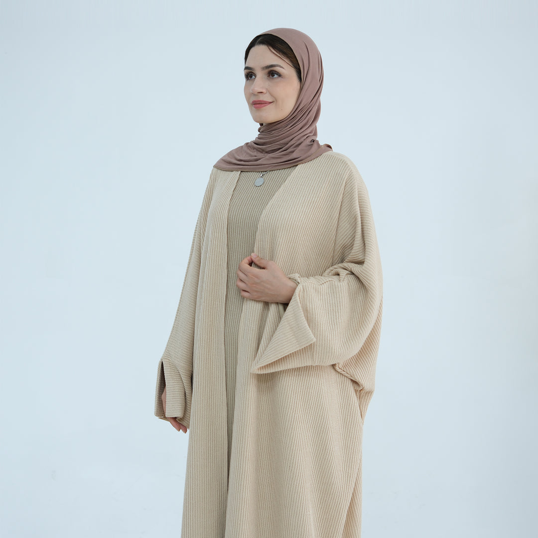 Get trendy with Seline Rib Knit Duster - Beige - Cardigan available at Voilee NY. Grab yours for $56.90 today!