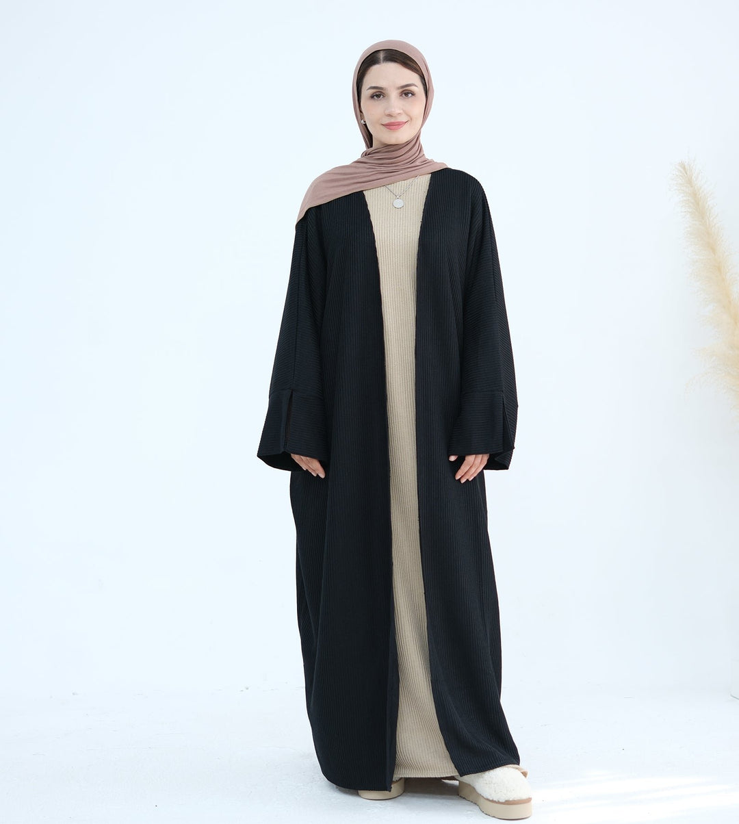 Get trendy with Seline Rib Knit Duster - Black - Cardigan available at Voilee NY. Grab yours for $56.90 today!