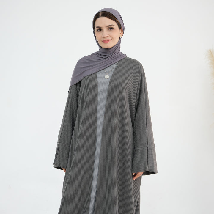 Get trendy with Seline Rib Knit Duster - Dark Gray - Cardigan available at Voilee NY. Grab yours for $56.90 today!