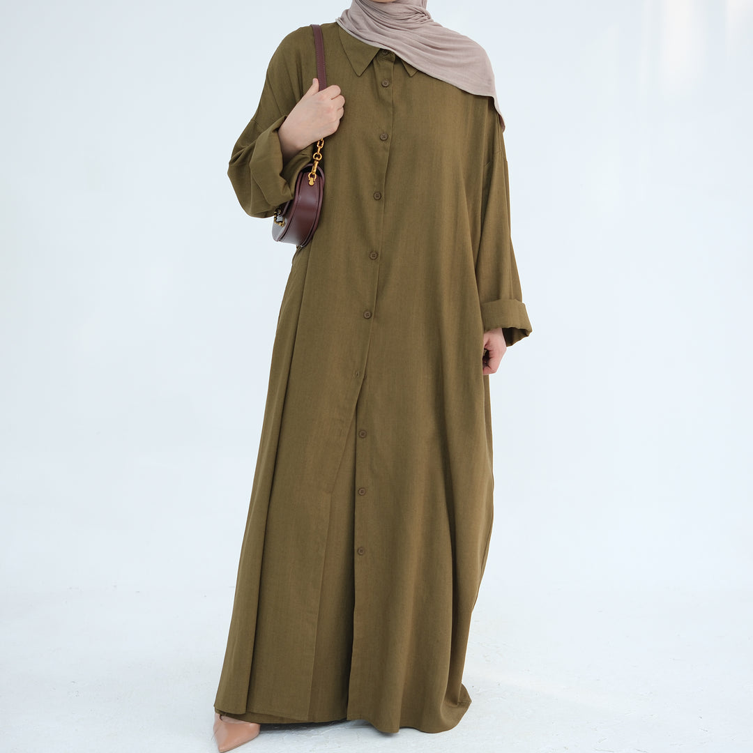 Get trendy with Zelda Modest Pants Set - Olive - Pants set available at Voilee NY. Grab yours for $79.90 today!