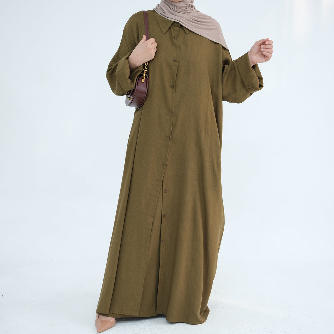 Get trendy with Zelda Modest Pants Set - Olive - Pants set available at Voilee NY. Grab yours for $79.90 today!