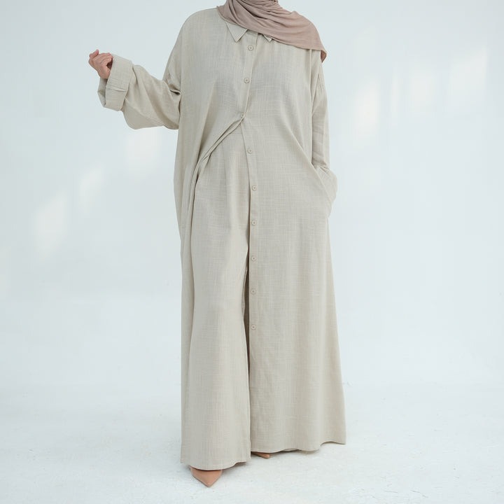 Get trendy with Zelda Modest Pants Set - Sand - Pants set available at Voilee NY. Grab yours for $79.90 today!