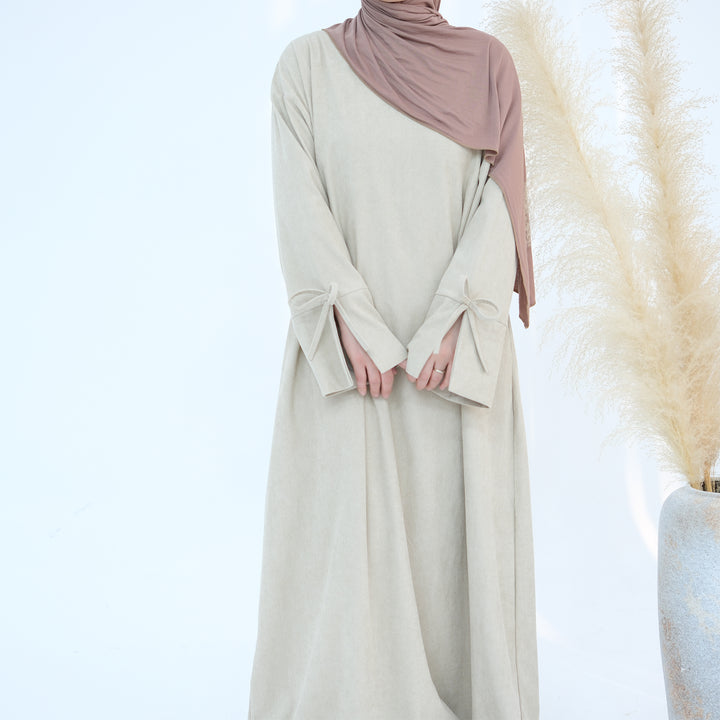 Get trendy with Tara Corduroy Abaya Dress - Beige - Dresses available at Voilee NY. Grab yours for $62.90 today!