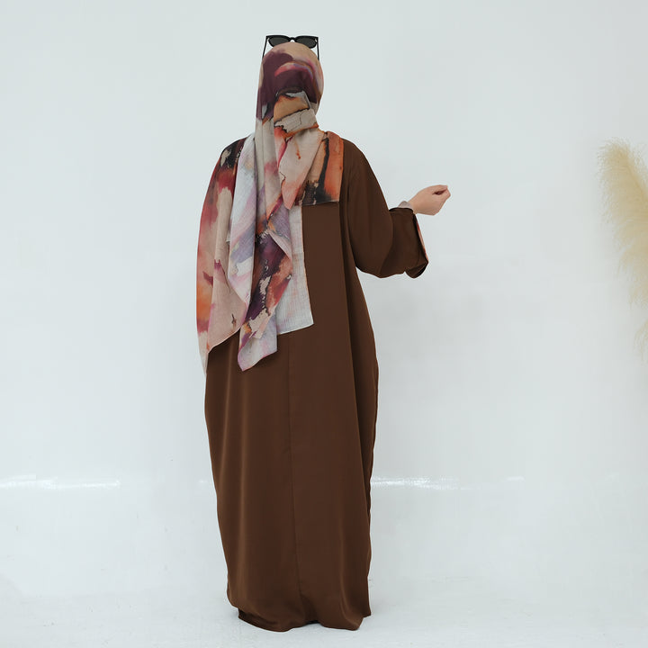 Get trendy with Chloe Abaya & Hijab Set - Brown - Dresses available at Voilee NY. Grab yours for $54.90 today!