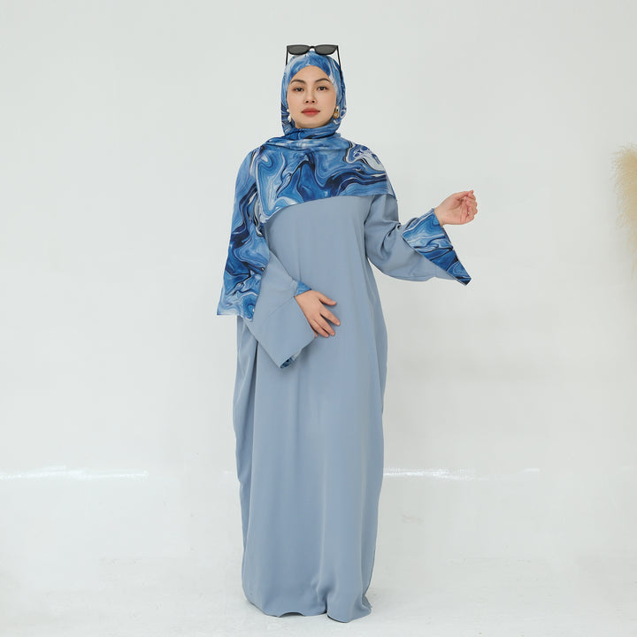 Get trendy with Chloe Abaya & Hijab Set - Blue - Dresses available at Voilee NY. Grab yours for $54.90 today!