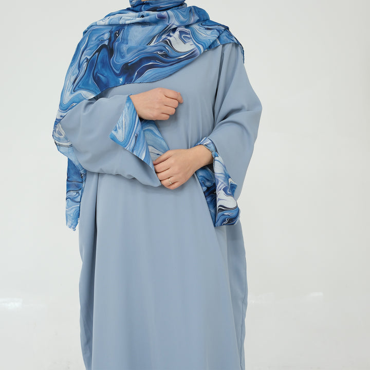 Get trendy with Chloe Abaya & Hijab Set - Blue - Dresses available at Voilee NY. Grab yours for $54.90 today!