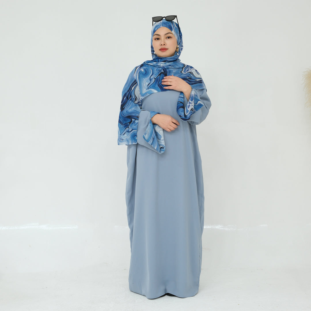 Get trendy with Chloe Abaya & Hijab Set - Blue - Dresses available at Voilee NY. Grab yours for $54.90 today!