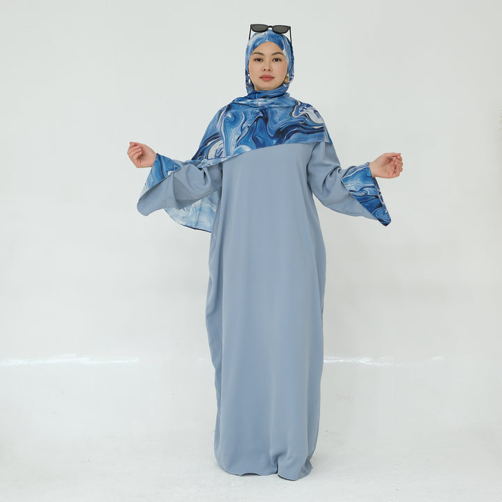 Get trendy with Chloe Abaya & Hijab Set - Blue - Dresses available at Voilee NY. Grab yours for $54.90 today!