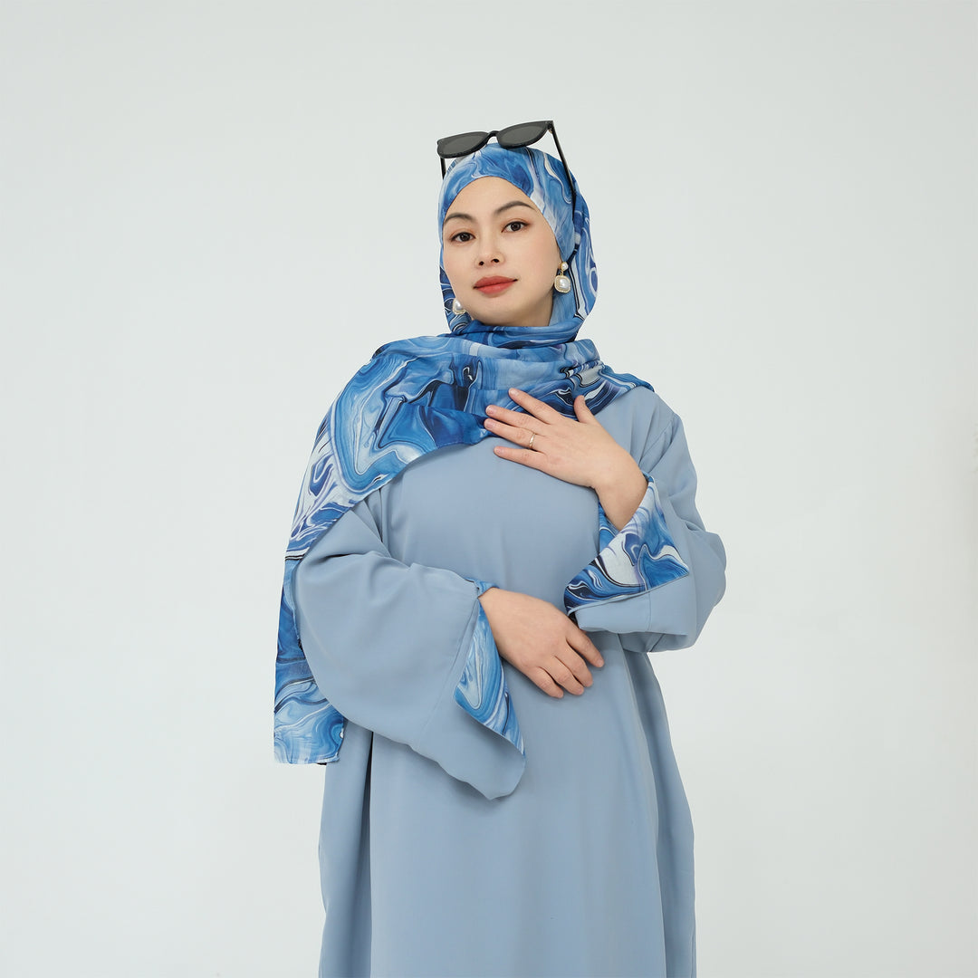 Get trendy with Chloe Abaya & Hijab Set - Blue - Dresses available at Voilee NY. Grab yours for $54.90 today!