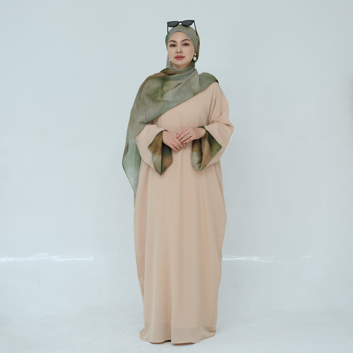 Get trendy with Chloe Abaya & Hijab Set - Beige - Dresses available at Voilee NY. Grab yours for $54.90 today!