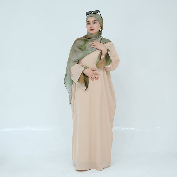 Get trendy with Chloe Abaya & Hijab Set - Beige - Dresses available at Voilee NY. Grab yours for $54.90 today!