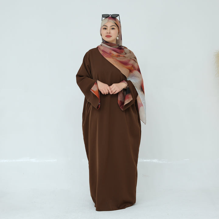 Get trendy with Chloe Abaya & Hijab Set - Brown - Dresses available at Voilee NY. Grab yours for $54.90 today!