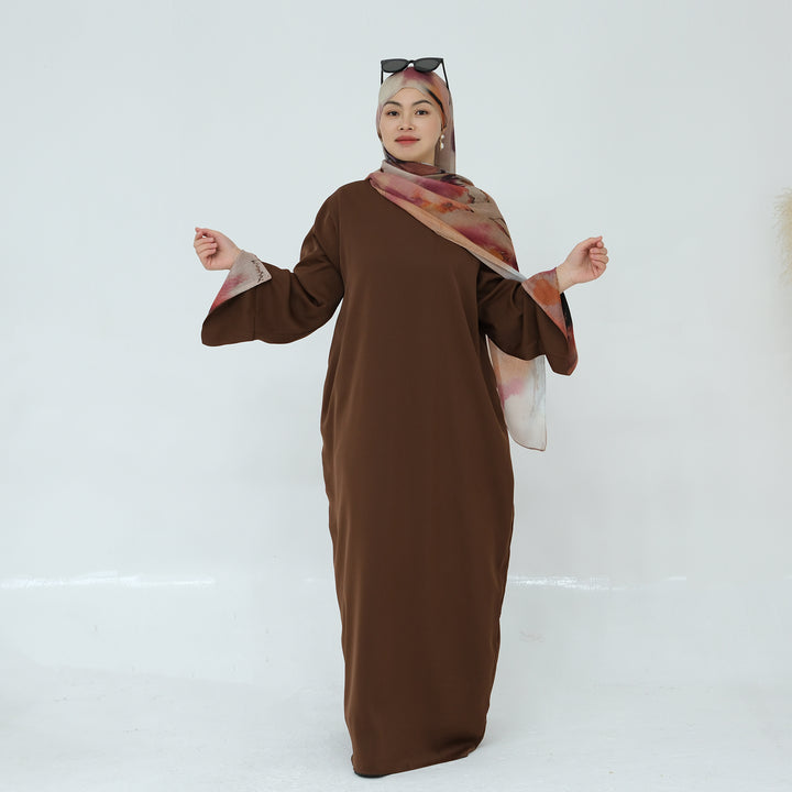 Get trendy with Chloe Abaya & Hijab Set - Brown - Dresses available at Voilee NY. Grab yours for $54.90 today!