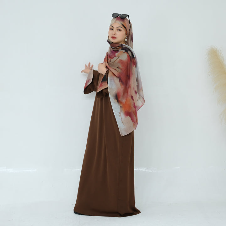 Get trendy with Chloe Abaya & Hijab Set - Brown - Dresses available at Voilee NY. Grab yours for $54.90 today!