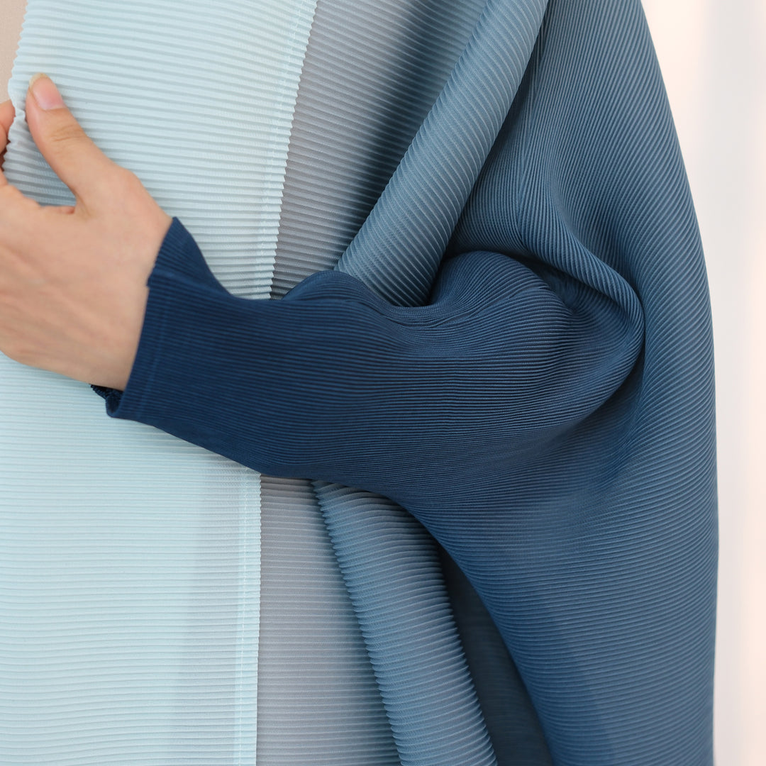 Get trendy with Kenyat Pleated Ombre Kimono Open Abaya - Blue - Cardigan available at Voilee NY. Grab yours for $69.90 today!