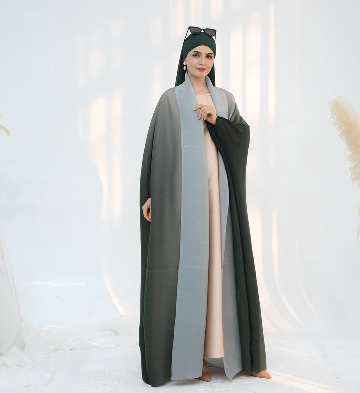 Get trendy with Kenyat Pleated Ombre Kimono Open Abaya - Green - Cardigan available at Voilee NY. Grab yours for $69.90 today!