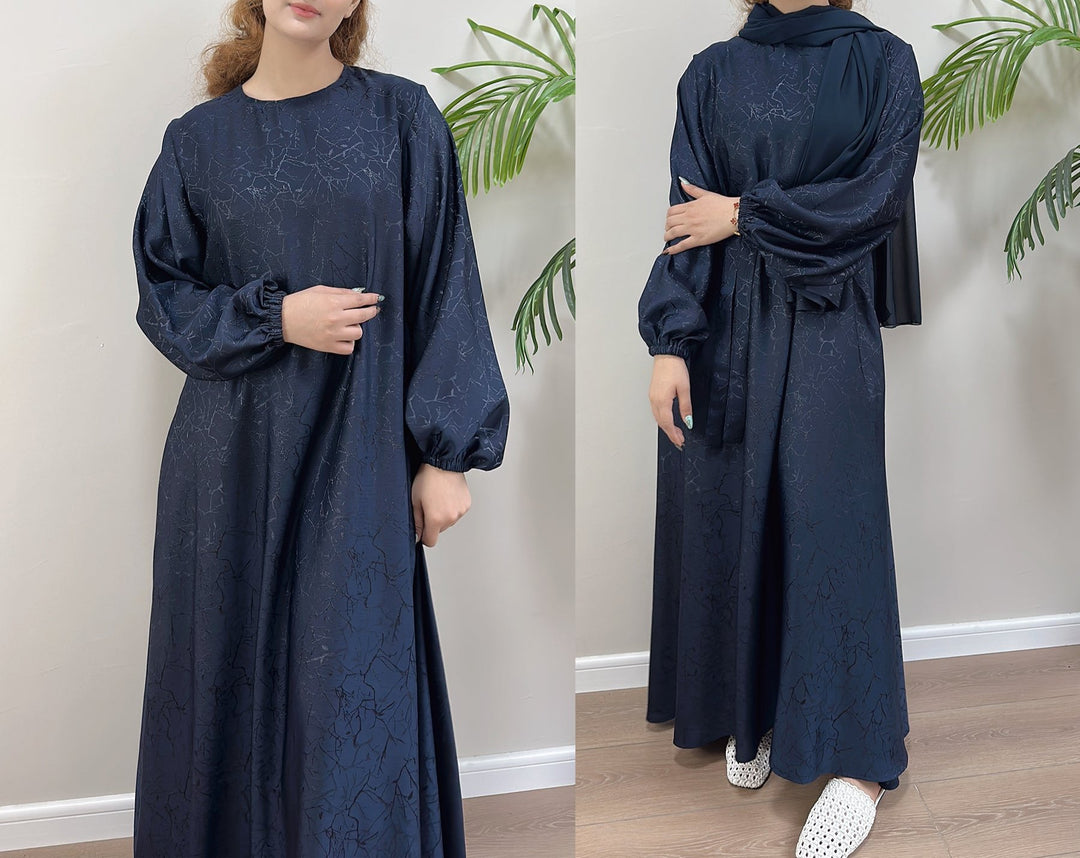 Get trendy with Maura Textured Abaya with Belt - Dresses available at Voilee NY. Grab yours for $59.90 today!