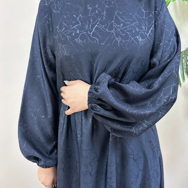 Get trendy with Maura Textured Abaya with Belt - Dresses available at Voilee NY. Grab yours for $59.90 today!