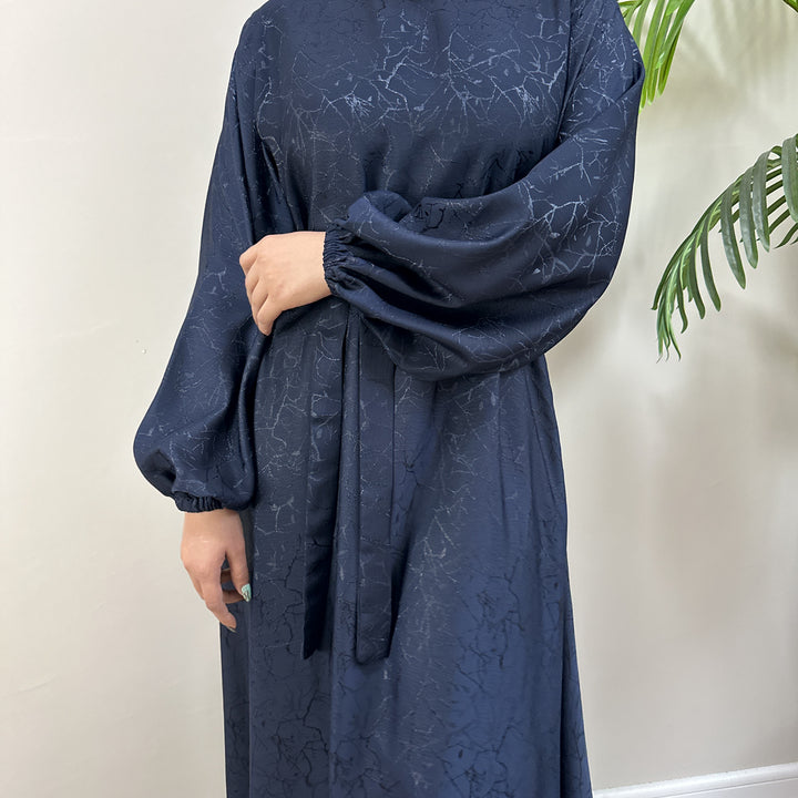 Get trendy with Maura Textured Abaya with Belt - Dresses available at Voilee NY. Grab yours for $59.90 today!