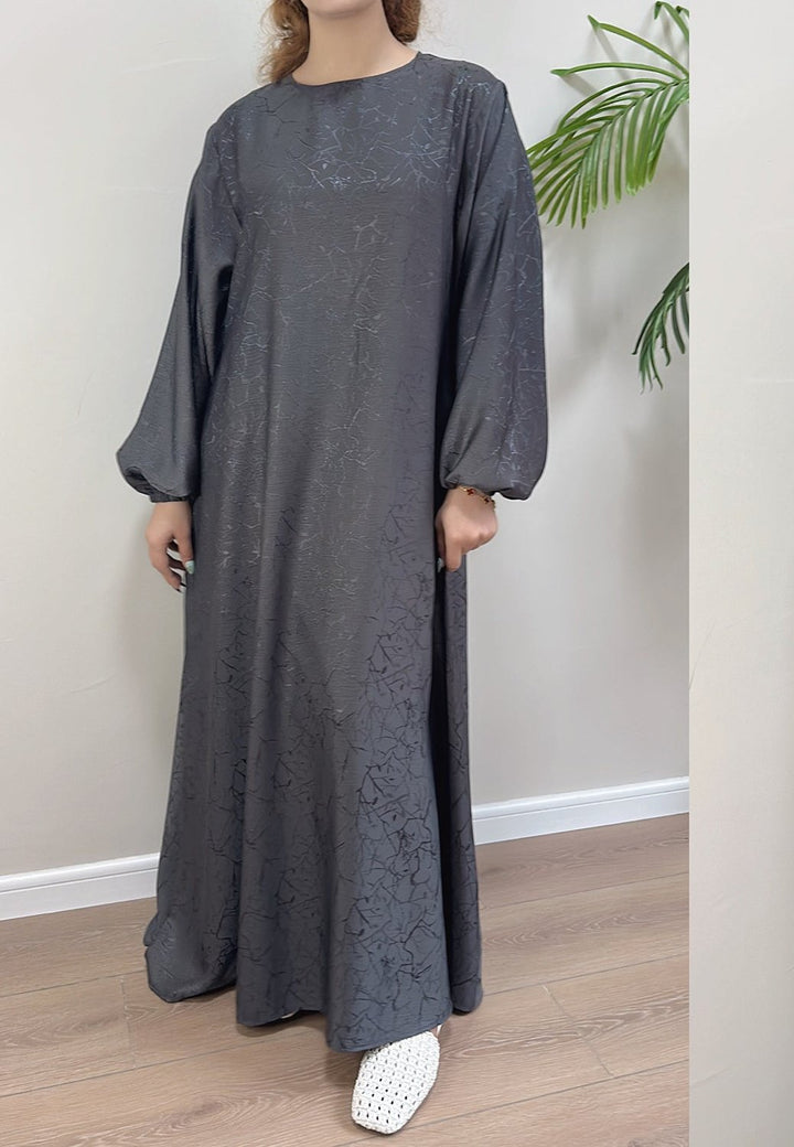 Get trendy with Maura Textured Abaya with Belt - Dresses available at Voilee NY. Grab yours for $59.90 today!