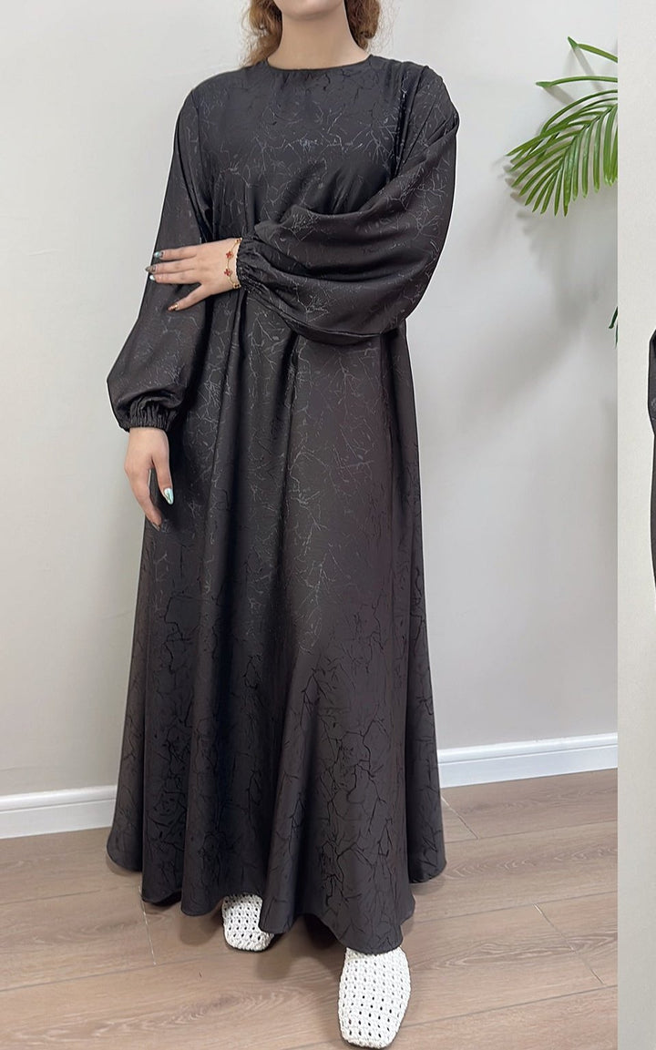 Get trendy with Maura Textured Abaya with Belt - Dresses available at Voilee NY. Grab yours for $59.90 today!