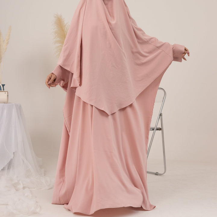 Get trendy with Amira Abaya Set - Pink Coral - Dresses available at Voilee NY. Grab yours for $74.90 today!
