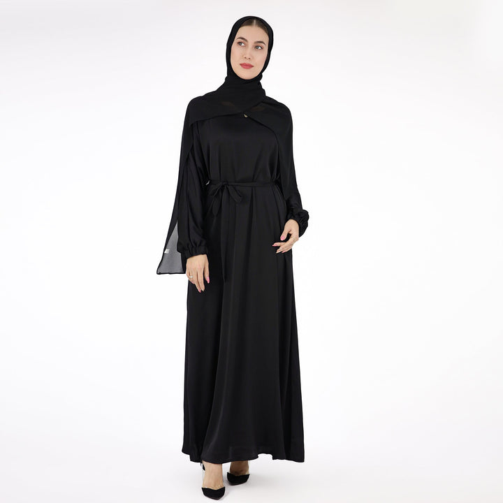 Get trendy with Basma Abaya Set - Black - Dresses available at Voilee NY. Grab yours for $120 today!