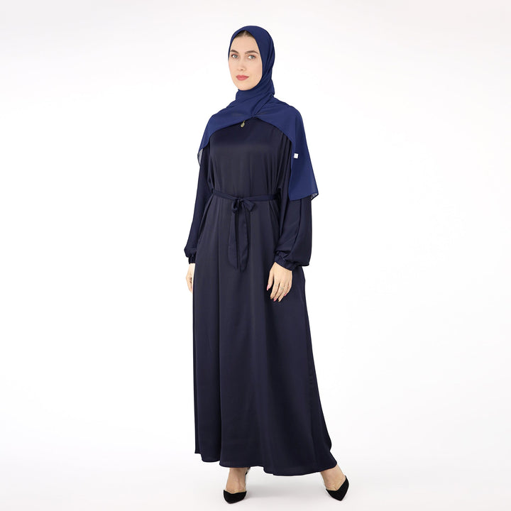 Get trendy with Basma Abaya Set - Navy - Dresses available at Voilee NY. Grab yours for $59.90 today!