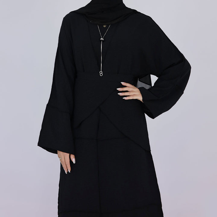 Get trendy with Aliya 3-piece Set Abaya - Black - Dresses available at Voilee NY. Grab yours for $84.90 today!