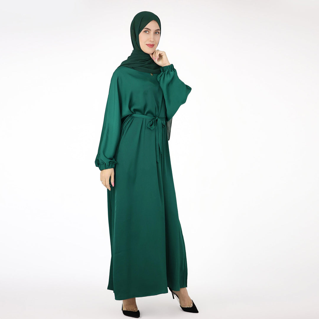 Get trendy with Basma Abaya Set - Green - Dresses available at Voilee NY. Grab yours for $120 today!