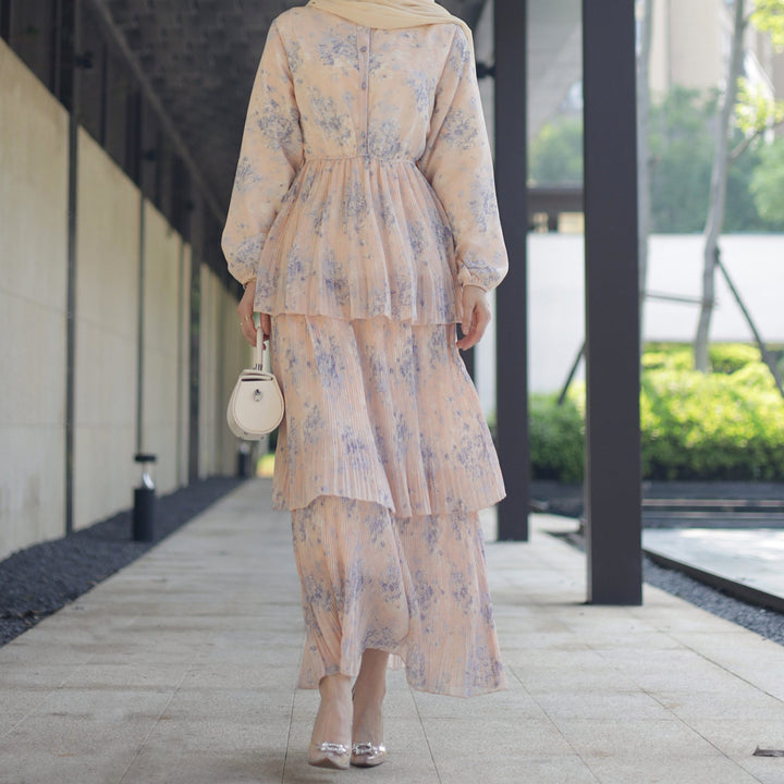 Get trendy with Fleur Maxi Dress - Peach Gray - Dresses available at Voilee NY. Grab yours for $69.99 today!