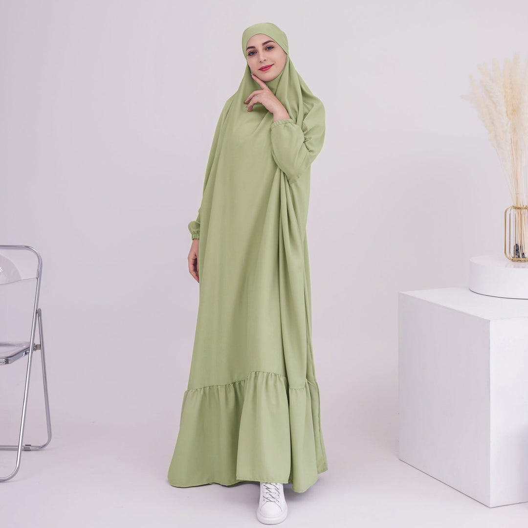 Get trendy with Anissa Jilbab - Mint - Dresses available at Voilee NY. Grab yours for $74.90 today!